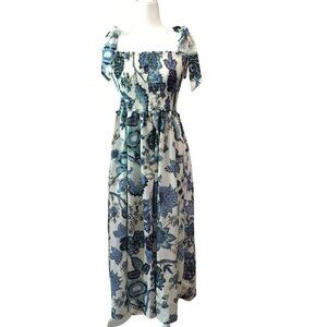 Floral Print Smocked Maxi Dress By SundayU  Large